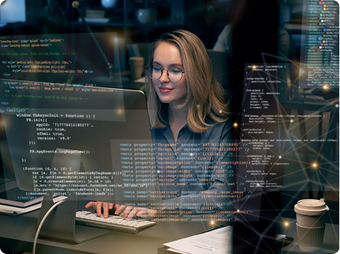 Developer working with code